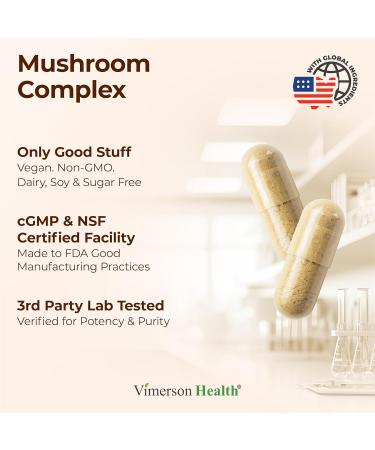 Mushroom 10x Complex with Lions Mane Extract Turkey Tail Cordyceps Reishi Shiitake Chaga & Maitake for Cognitive Support Vegan Mushroom Supplement Blend for Natural Energy & Focus 60 Capsules Mushroom Complex 10-in-1 - Buy Online on GoSupps.com