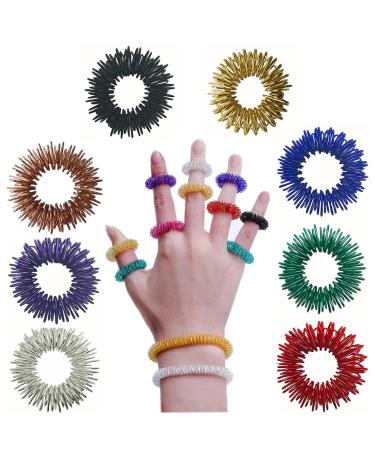 40 pieces acupressure rings 8 colors spiky sensory finger massage ring fascia rings finger noiseless relaxing massage rings for fingertip acupressure ring set for adults