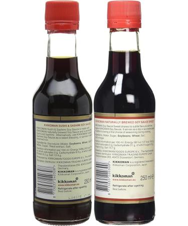 Kikkoman Soy Sauce Bundle of 2 with World Food Shop Scoop (Sweet Soy Sauce 250ml and Sushi & Sashimi Soy Sauce 250ml) - Buy Online on GoSupps.com