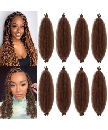 COOKOO 24 Inch Pre-Separated Springy Afro Twist Hair For Butterfly Soft Locs 8 Packs Honey Brown Synthetic Marley Crochet Braiding Hair Spring Twist Hair For Poppin Spring Twist Hair For Black Women (10 Strands/Pack 30#) 2…