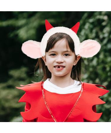 Beavorty Sheep Headband with Sheep Horns And Ears Cute Lamb Hair Hoop Cosplay Hairband Animal Sheep Halloween Party Costume Accessories Red - Buy Online on GoSupps.com