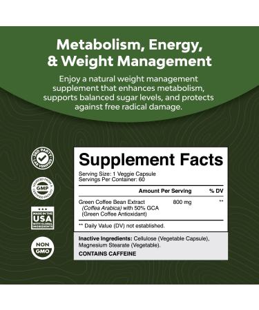 Pure Green Coffee Bean Extract 50% Chlorogenic Acid Weight Loss Supplement for Men & Women | Burns Fat & Sugar | High Grade Ingredients - Buy Online on GoSupps.com