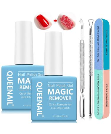 2 Pieces 15ml Gel Nail Polish Remove Gel Nail Polish Remover For Nail Art with 2 Gel Polish Scraper & 1 Nail File Easily & Quickly Remove Nail Polish Peel off in 3-5 minutes