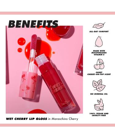 Lime Crime Wet Cherry Lip Gloss Diet Cherry - Deep Berry Shade, Vegan, Plumping & Comfortable Ultra Glossy Sheen - Long-Lasting & Non-Sticky - Buy Online on GoSupps.com