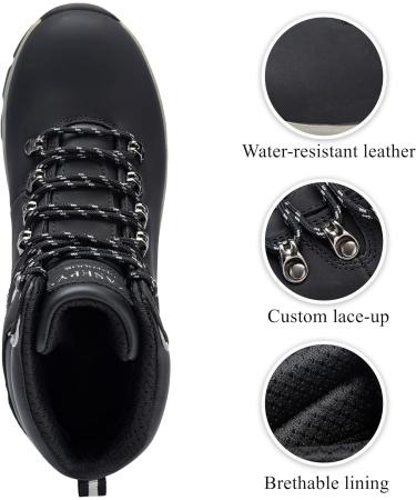 Men's Non-Slip Water Resistant Mid Top Hiking Boots - Lightweight & Durable Black Outdoor Shoes - Buy Online on GoSupps.com