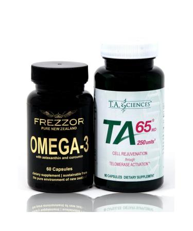 T.A. Sciences | TA-65 Supplement | 90 Capsules | Free Bottle of Omega-3 Greenlip Mussel Oil | Daily Supplement | 60 Capsules