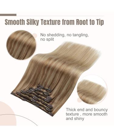 FSHINE 60cm Real Hair Clip-In Extensions - Light Blonde to Ash Blonde Remy Smooth 120g 7 Pieces - Premium Quality #10/16/16 - Buy Online on GoSupps.com