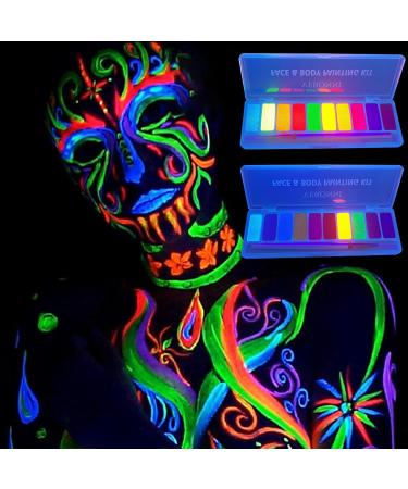 Water Activated Neon Eyeliner - 2 PCS Glow in the Dark Face & Body Paint Palette for Halloween Party Makeup - Buy Online on GoSupps.com