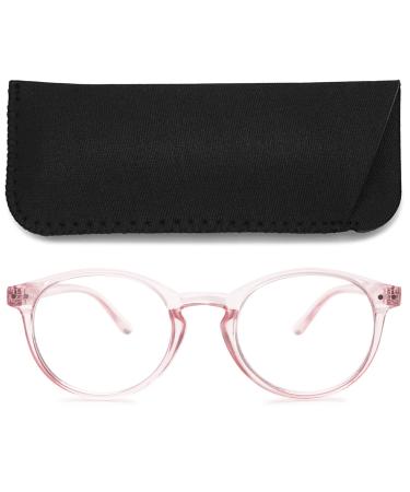 MAGIMODAC Women Computer Reading Class Blue Filter Light around Oval Reading Brille Computer Glasses With P and Symphetic Reading Aid Visual Aid Transparent Pink 1.0 Dioptries