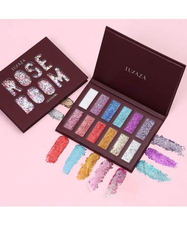 LUXAZA Holographic Glitter Eyeshadow Palette - Metallic Festival Style | Ultra Pigmented Shimmer | Waterproof & Long Lasting Eye Shadows - Colorful Glitter Makeup Kit - Buy Online on GoSupps.com