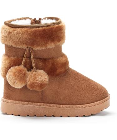 Yeeteepot Baby Winter Booties - Warm Lined Snow Boots for Boys and Girls | Anti-Slip Ankle Boots for Kids | Indoor Soft Soled Toddler Shoes - 12 UK Child - Khaki - Buy Online on GoSupps.com