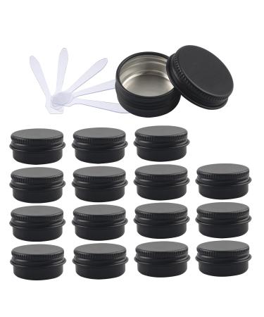 Zeoabsy 48 pieces 10ml Matt black aluminum empty doses with screw cover round aluminum tanter CREMED tile screw box aludose tins for cosmetics candle 12x spatula matt black 10ml