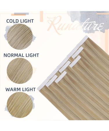 RUNATURE Blonde Ombre Tape in Hair Extensions - 18 Inch Straight Human Hair 50g - #16P22 - Buy Online on GoSupps.com