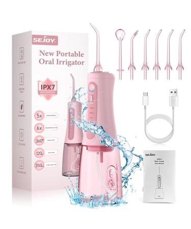 Water Dental Picks for Teeth Cleaning and Flossing Water Flosser Electric Cordless Water Flosser for Braces for Kids Travel 5 Cleaning Modes 8 Jet Tips IPX7 Waterproof Pink
