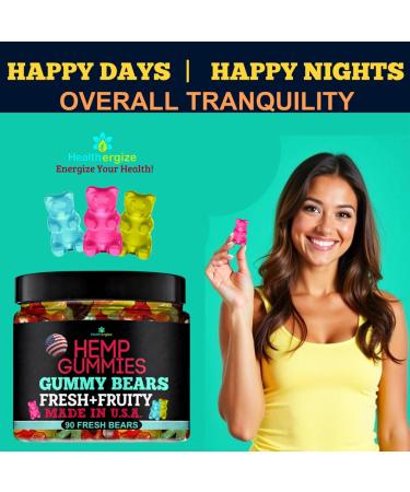 Hemp Gummies for Sleep-Calm Relaxing Night Support-90 Gummy Bear Edibles-Made in USA - Buy Online on GoSupps.com