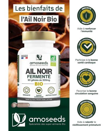 Organic Fermented Black Garlic | Extra Strong 900mg/Day | Contains S-Allylcysteine | Heart Health Blood Circulation Immunity | Superior Quality | Made in France - Buy Online on GoSupps.com