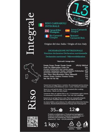  13 di Ilaria Integral Carnaroli rice in packs of 1 kg - Made in Italy - 13 from Ilaria (2) - Buy Online on GoSupps.com