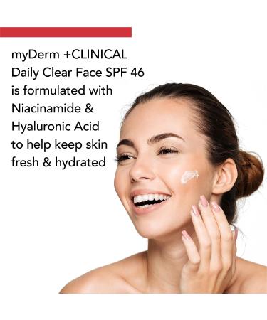 myDerm CLINICAL Daily Clear Face SPF 46 Mineral Sunscreen 1.7oz with Zinc Oxide & Niacinamide - Fragrance Free Sunscreen for All Skin Types - Buy Online on GoSupps.com