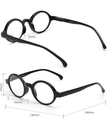 JM Set of 4 Round Reading Glasses - Spring Hinge Readers for Men & Women - 2 Pack Black & 2 Pack Tortoise - 2.5x Magnification - Buy Online on GoSupps.com
