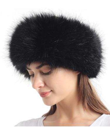 Faux Fur Headband Women's Winter Earwarmer Earmuff Soul Young - Black