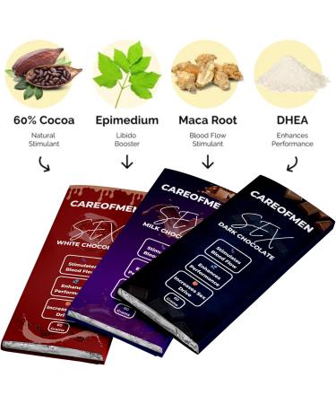 Careofmen Chocolate Bar 60 Grams (Dark Chocolate) Dark Chocolate 60 Grams - Buy Online on GoSupps.com