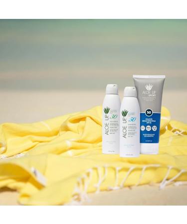 Aloe Up White Collection Sunscreen Spray SPF 50 White Collection Sunscreen Spray SPF 30 and Sport Sunscreen Lotion SPF 50 - Bundle with Face and Body Sunscreen Protector - Reef Friendly - 3 Items - Buy Online on GoSupps.com