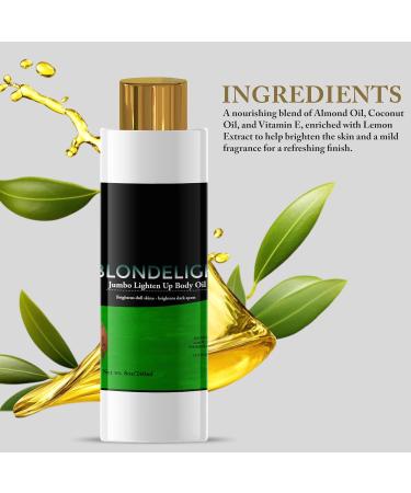 BLONDELIGHT Jumbo Body Oil 8oz | Lightweight Fast-Absorbing Moisturizing Oil for Soft Smooth Skin | Hydrating for Dry Skin Elbows Knees Hands & Feet | Daily Use for Nourished Healthy Skin - Buy Online on GoSupps.com