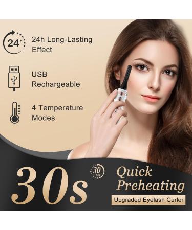 Heated Eyelash Curler Type-C Rechargeable Portable Heated Lash Curler with LED Display 4 Gear Temperature Control Fast Heating Electric Eyelash Curler for Natural Long Lasting Curling (White) - Buy Online on GoSupps.com