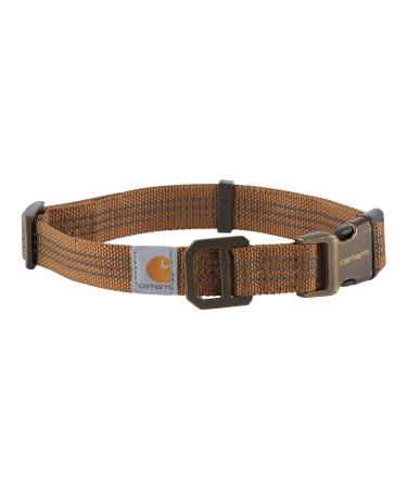Carhartt Pet Fully Adjustable Webbing Collars for Dogs, Reflective Stitching for Visibility Medium Brown/Brushed Brass