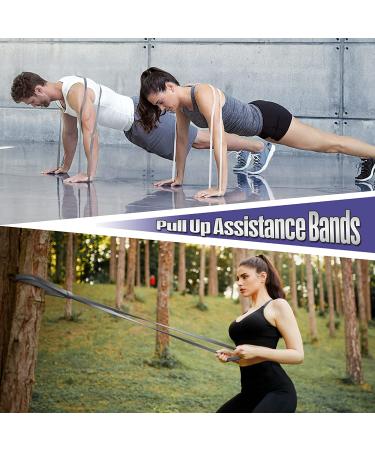 Set of 5 Heavy Duty Resistance Bands for Pull Up Assistance | Power Lifting & Stretching Workout Bands with Instruction Guide & Carrying Bag - Black - Buy Online on GoSupps.com