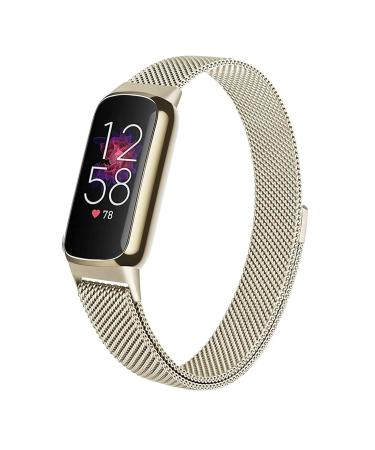 surundo Compatible with Fitbit-Luxe-Bands for Women Men, Magnetic Clasp Stainless Steel Mesh Metal Milanese Loop Wristband Replacement Strap for Fitbit Luxe/Luxe Special Edition Fitness Tracker Starlight