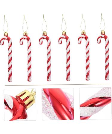 Cabilock 18 Pcs Crutch Pendant Holiday Candy Cane Hanging Ornament Kid Toy Child Christmas Plastic Makeup Red - Buy Online on GoSupps.com