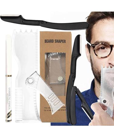Higyee mustache former |Anti-slip-rubber-beard-form tool set for men |-Bart-trim instructions Trim bread curve former Bart-Styling template White Tracing Stift