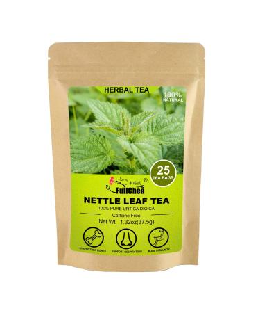 FullChea - Nettle Leaf Tea Bags  25 Teabags  1.5g/bag - Naturally Stinging Nettle Tea - Support Eye Health & Strengthen Bones