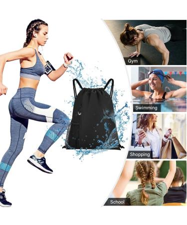 Ryaco Waterproof Gym Bag - Cord Strip Backpack for Sports & Swimming | Dry & Wet Separation Zippered Outer Pocket Ideal for School & Travel - Black - Buy Online on GoSupps.com