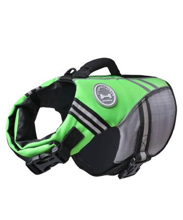 Vivaglory sports style life jacket for dogs with an excellent buoyancy adjustable & durable life jacket with a safe fastening system for small dogs neon-green XS: 43-51 cm (chest circumference) neon-green - Buy Online on GoSupps.com