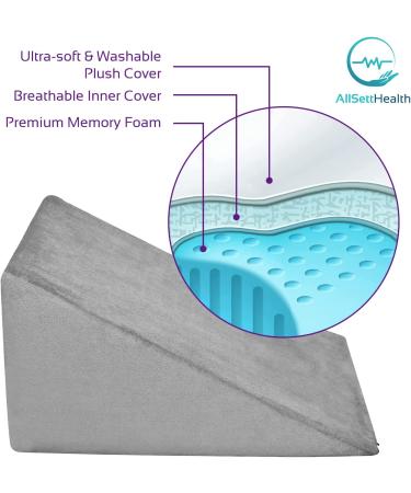 Memory Foam Bed Wedge Pillow Set for Leg, Knee, and Back Support | Acid Reflux, Anti Snoring, Heartburn Relief | Machine Washable | Grey | 23.6 x 23.6 x 12 and 18.7 x 23.6 x 7.7 - Buy Online on GoSupps.com