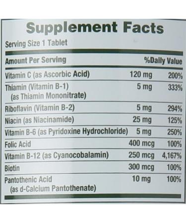Nature's Bounty Vitamin B-Complex with Folic Acid & Vitamin C | 125 Count | Energy & Nervous System Support - Buy Online on GoSupps.com