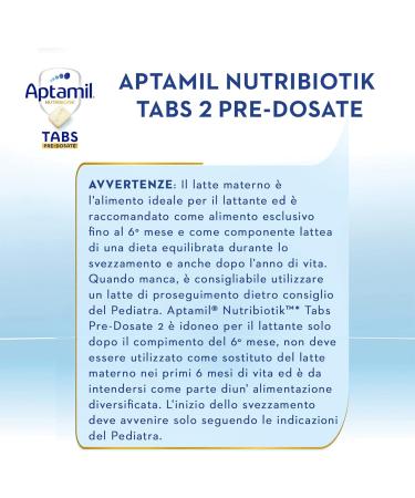  Aptamil APTAMIL NUTRIBIOTIK TABS 2 PRE-DOSATE - Follow-on Milk in Pre-Dosed Tabs - From 6 months at 12 C - Box of 21 sachets (105 tabs per sachet) - Buy Online on GoSupps.com