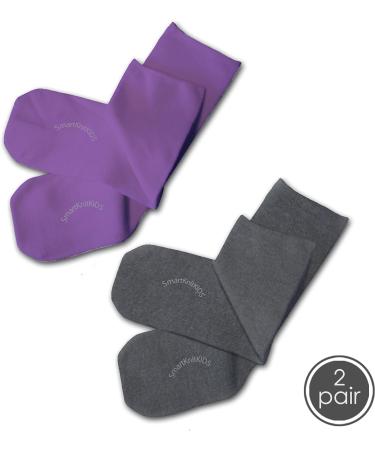 SmartKnitKIDS Seamless Sensitivity Socks - 2 Pack (Purple & Charcoal XL) - Buy Online on GoSupps.com