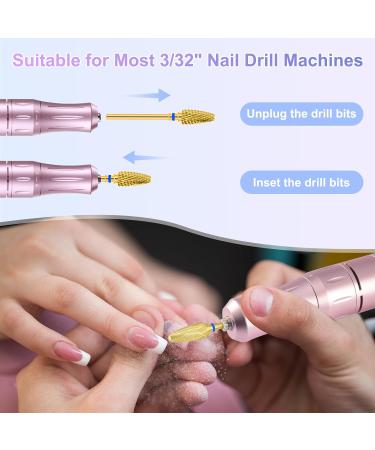 CGBE Nail Miller Attachments - 2 Pcs Wolframcarbid Bits for Gel Acrylic Nails | Medium Grain Gold Milling Cutter 3/32 | Manicure & Pedicure Tools - Buy Online on GoSupps.com