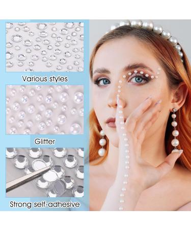 1960Pcs Self-Adhesive Face Gems & Rhinestones - Clear Glitter Jewels for Makeup Hair Eyes & Nails - Perfect for DIY (6 Sheets - Buy Online on GoSupps.com