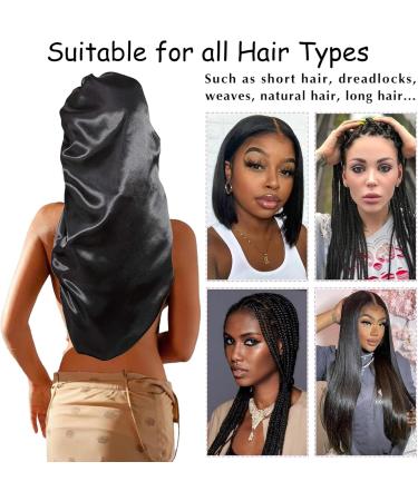 Sengterm Long Satin Hair Hood - Silky Adjustable Sleeping Hat for Women | Extra Big Satin Sleep Cap for Long Curls | L-XL Black - Buy Online on GoSupps.com