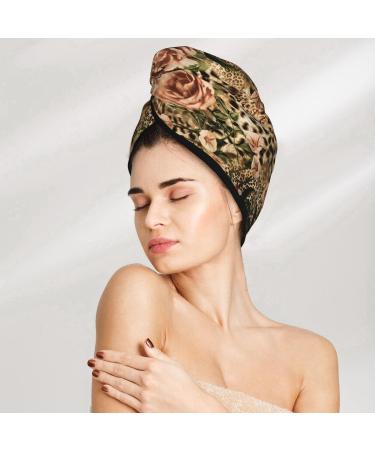 Striped Leopard Coral Velvet Dry Hair Cap | Quick-Dry Towel Wrap for Women & Men | Perfect for Travel & Home - Buy Online on GoSupps.com