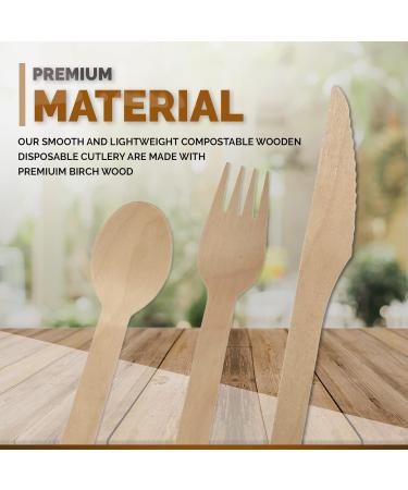 Compostable Birch wood cutlery 500 pack of Biodegradable Disposable wooden Spoons- 100% Home Compostable Forks Spoons and Knives made from Eco friendly Birchwood - Biodegradable party supplies - Buy Online on GoSupps.com