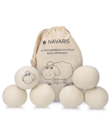 Navari's dryer ball 6 pack ecological - ball for tumble dryer made of 100% wool - environmentally friendly felt balls - organic fabric softener Alternative