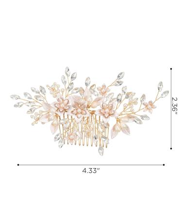 SWEETV Handmade Wedding Hair Comb | Pearl Flower Bridal Hair Clip | Elegant Women's Hair Accessories in Gold - Buy Online on GoSupps.com