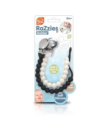 RaZbaby Silicone Pacifier Holder 2 Pack - Durable Textured Lanyard - BPA-Free - Universal Fit - Black/White - Buy Online on GoSupps.com