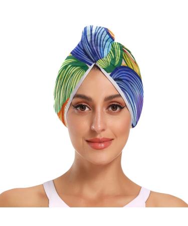 Colorful Butterfly1 Hair Towel 2 Pack Super Absorbent Hair Drying Towel Quick Dry Hair Turbans Head Towel with Button Twisty Wrap for Women Girls