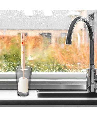 Bottle Sponge Brush - Water Bottle Cup Sponge with Extended Handle - Multi-Function Bottle Cleaner Sponge Brushes for Cleaning Baby Bottle Mugs Kitchen Glasses Pink - Buy Online on GoSupps.com